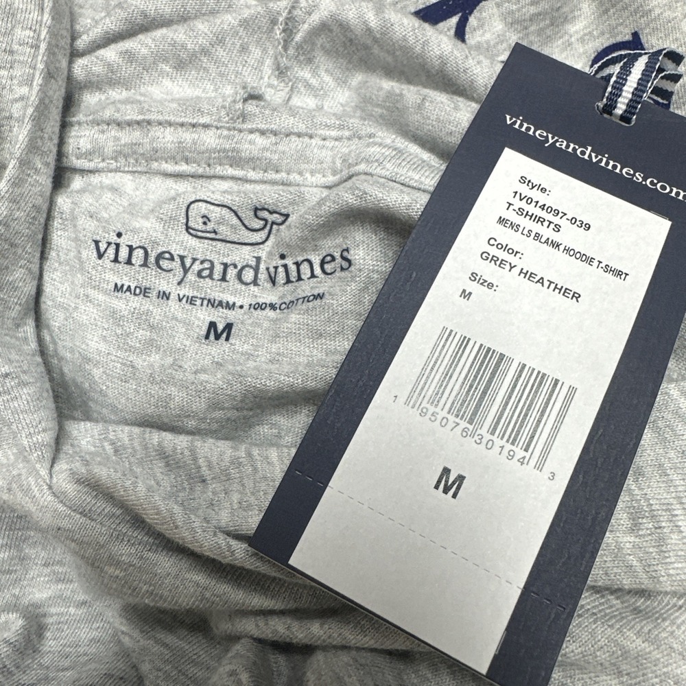 Vineyard Vines Mens Grey Heather Patriotic USA Flag Whale Hoodie T-Shirt M NWT - Picture 6 of 7